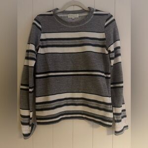 Striped Gray and White Crew Neck Sweater